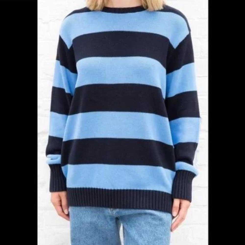 brandy melville john galt light blue and dark navy blue stripe pull over sweater